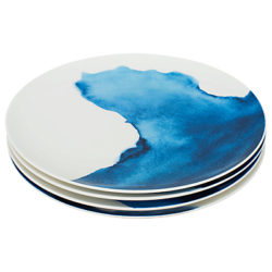 Rick Stein Coves of Cornwall Dinner Plate, Set of 4, Blue/White, Dia.28cm